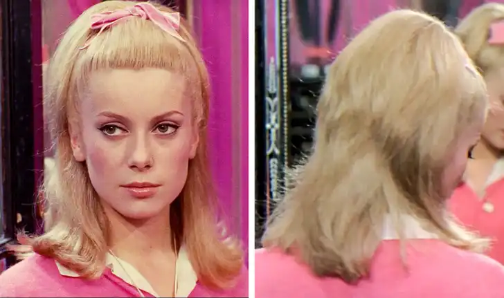 Катрин Денев с ярко-блондинистыми волосами