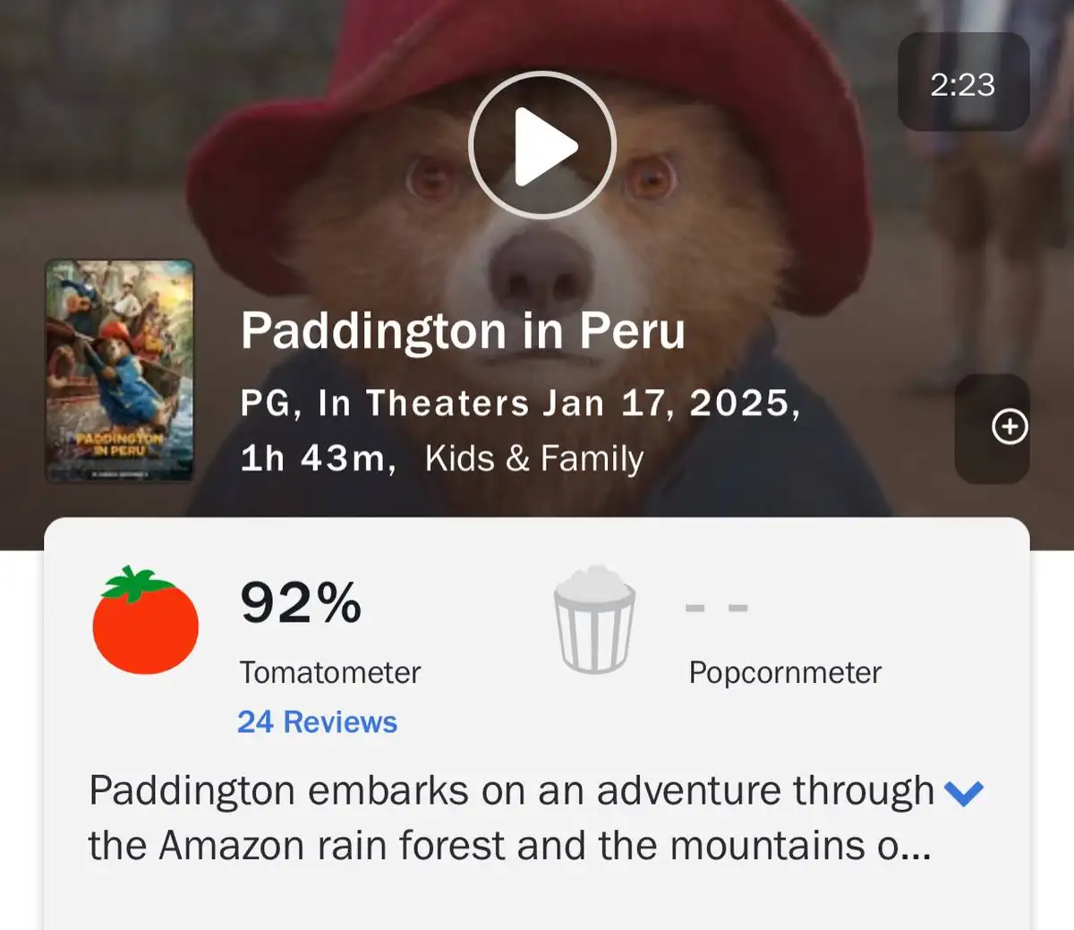 «Паддингтон 3» получил 92% на Rotten Tomatoes