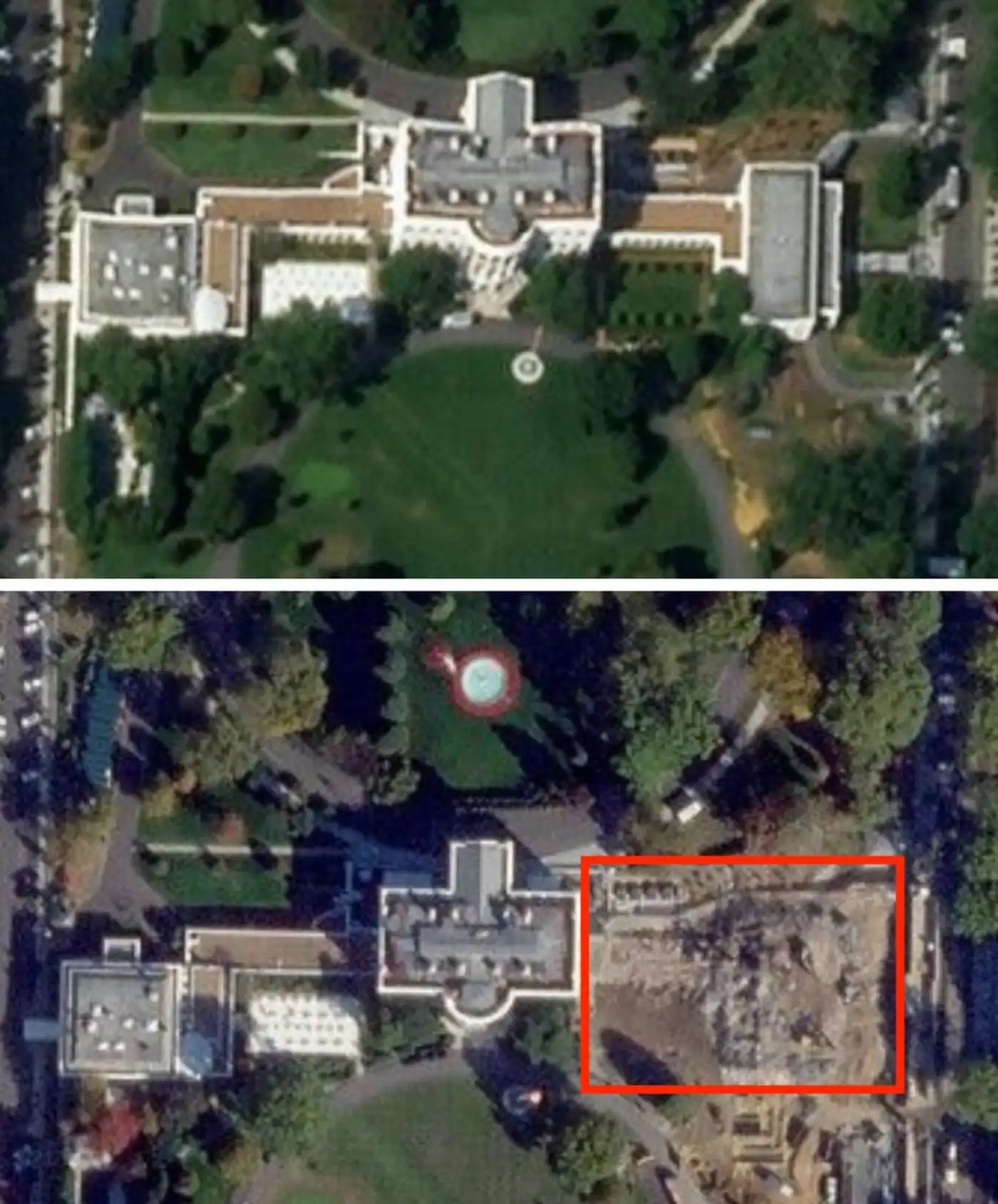 Прилёт по Белому дому? А нет, это его правое крыло снесли ради бального зала для Трампа