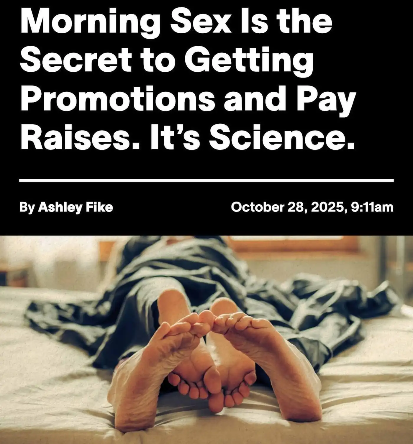 Учёные выяснили, что утренний секс делает людей продуктивнее, а иногда даже помогает получить повышение