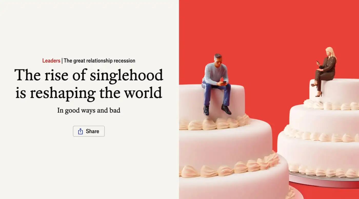 Одиночество становится нормой: всё меньше людей в мире начинают встречаться и жить вместе